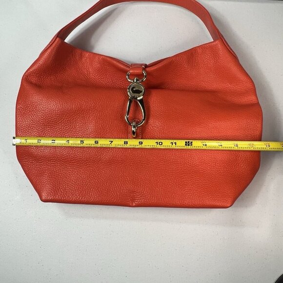 Dooney & Bourke Women Pebble Grain Belvedere Logo Lock Handbag Purse Orange EUC - Picture 12 of 13